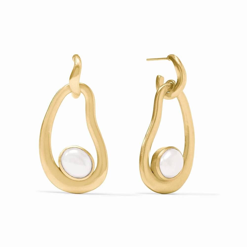 NEW JULIE VOS wave statement pearl earring in gold
